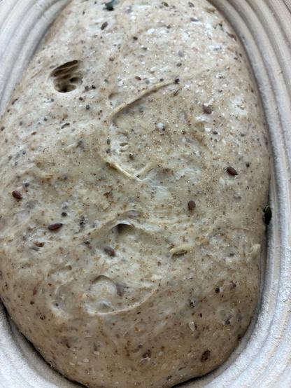 Sourdough in a batard banneton.