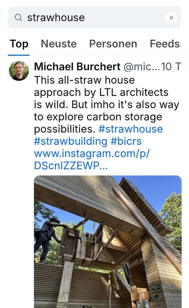 Screenshot of the search term 'strawhouse'