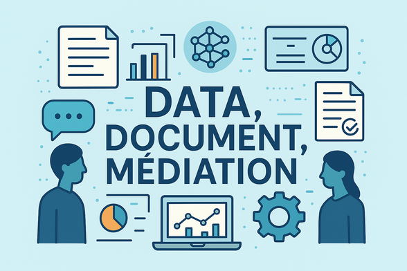 Affiche du séminaire avec son titre : "Data-Document-Médiation"