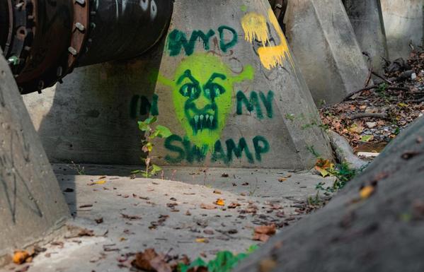 iconic quote spray painted onto concrete