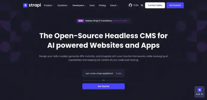 API creation made simple, secure and fast, Strapi is an open-source Content Management Framework (headless-CMS) to build powerful API with no effort.