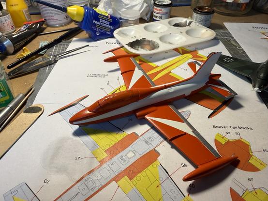 Scale model in progress, Italeri 1/72 Macchi MB.326H in markings of the RAAF Roulettes