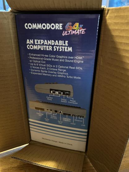 Box for a Commodore 64 Ultimate expandable computer system with features listed on the box.