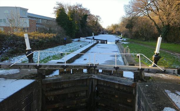 frozen canal lock