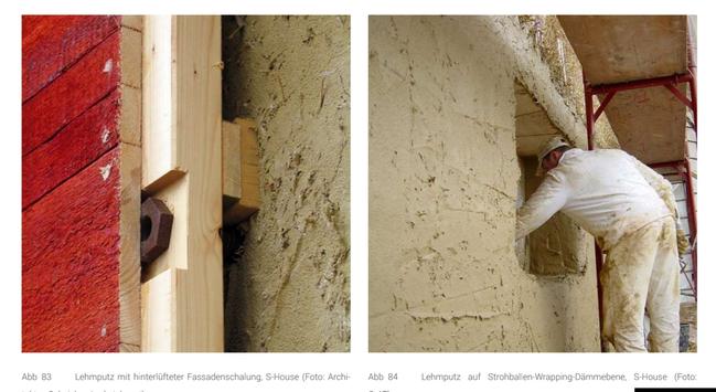 Facade detail on earth plastered straw