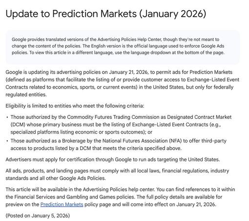 google ads prediction markets
