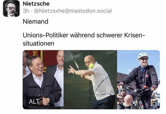 Nietzsche
3h • @Nietzsxhe@mastodon.social
Niemand
Unions-Politiker während schwerer Krisensituationen🖖
