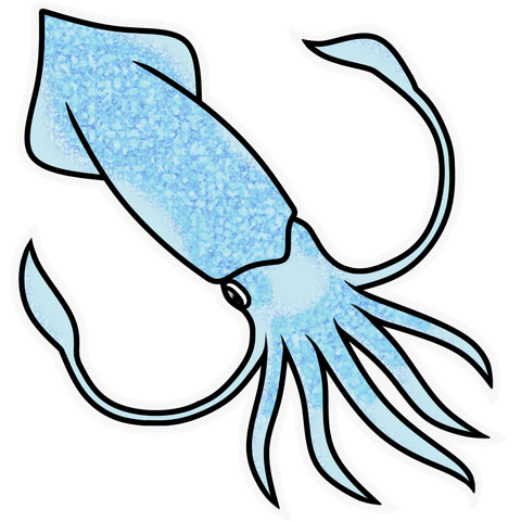 a digital painting of a squid with a speckled blue pattern on its skin.