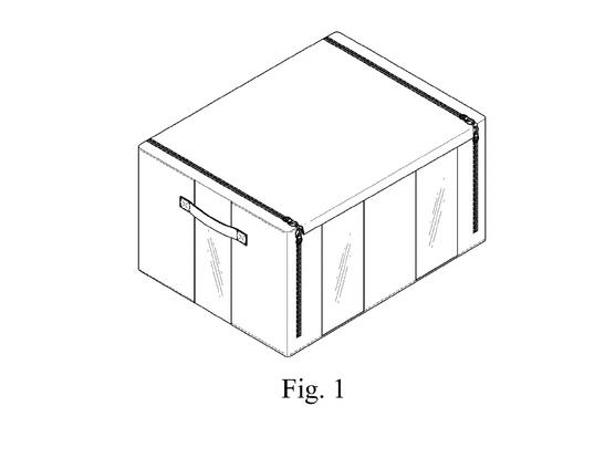 rectangular storage box with a front handle and what look like zippers on top