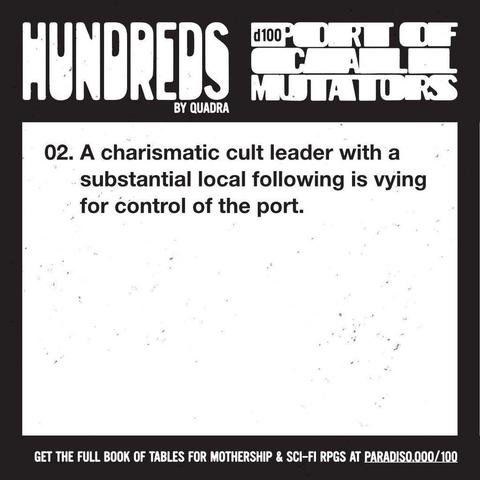 02. A charismatic cult leader with a substantial local following is vying for control of the port.