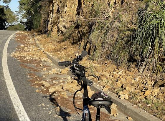On 12 January 2026, a rockslide interferes with safe use of shoulder of Olmsted Road in Monterey County.