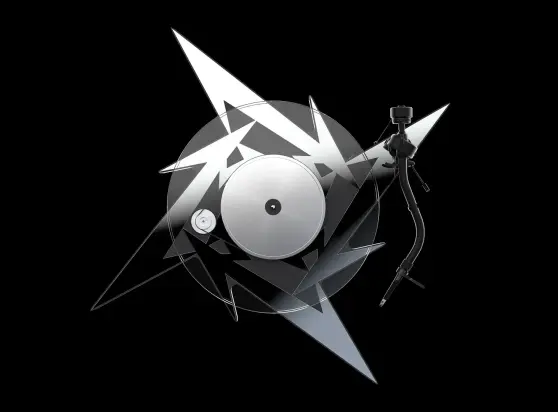 Record player in Metallica M-Shape