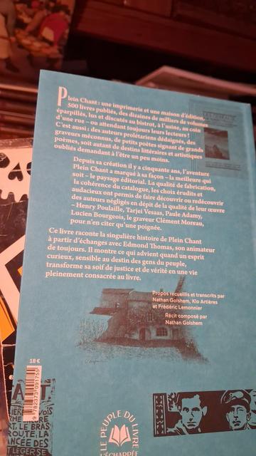 4ème de couverture du livre de Edmond Thomas,  " Plein Chant ".
Les éditions de L’Échappée.