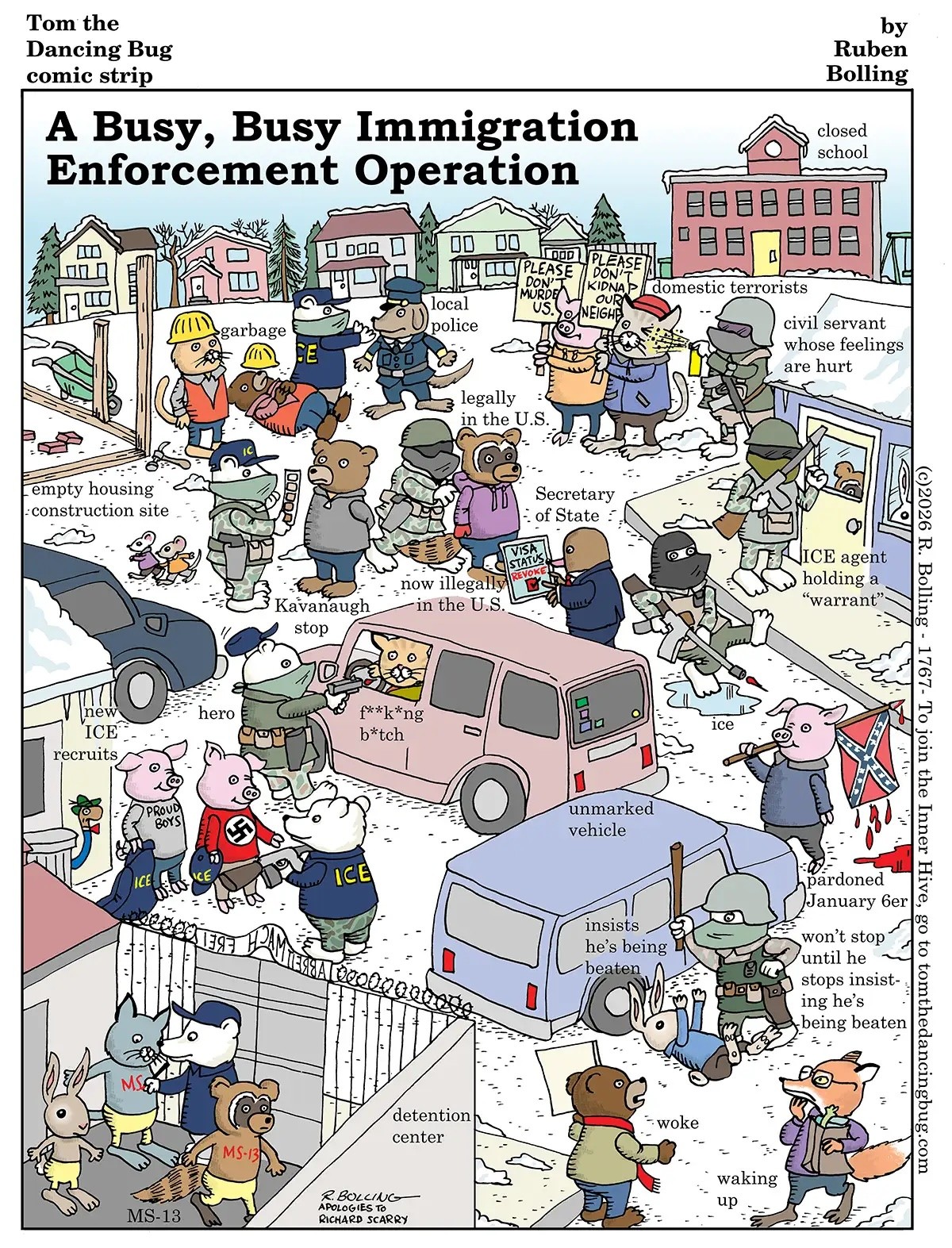children's comic of what life is like in Minnesota: Busy, Busy Immigration Enforcement Operation
