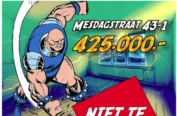 Mike de Mangelaar sloot zich onlangs aan bij Niet Te Koop nadat hij zich eerder, vermomd als zogenaamd potentiële koper, had geprobeerd toegang te verschaffen tot het verkoopproces bij de makelaar. De actievoerders confronteerden vastgoedsjacheraar De Key met hun eisen en maakten duidelijk dat de verkoop van het Mesdagperceel onacceptabel was. De Key probeerde de confrontatie te ontwijken en zich aan de situatie te onttrekken, maar leek daarbij tot de orde te worden geroepen door de voorbijfietsende verantwoordelijk D66-wethouder Wonen. Toen De Key uit beeld verdween, mengde zich plots een andere gegadigde in de situatie, die de actie probeerde te ontregelen en het opnam tegen de dwarsliggers. Ondanks de spanningen wist Mike met NTK stand te houden en bleef de boodschap centraal: sociale huurwoningen zijn er om in te wonen, niet om te verhandelen. Affiche Kimbel Bouwman