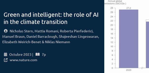 Banner del artículo "Green and intelligent: the role of AI in the climate transition". De 7 páginas, publicado en octubre del 2023.