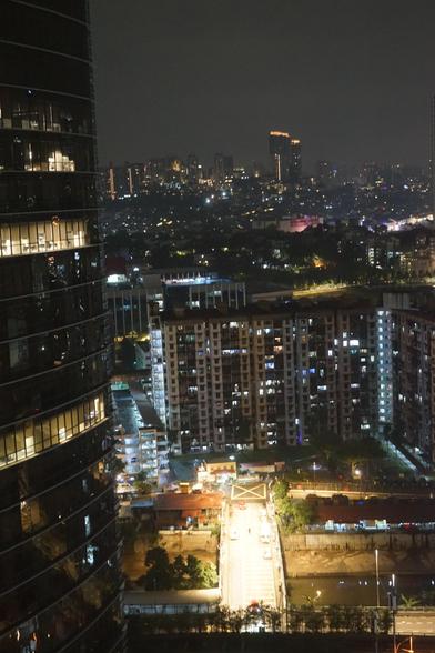 view from hotelroom window 21st level to Kuala Lumpur skysrapers