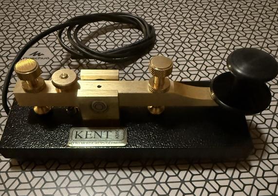 Kent KT-1 straight Morse code key, brass mechanism and metal base