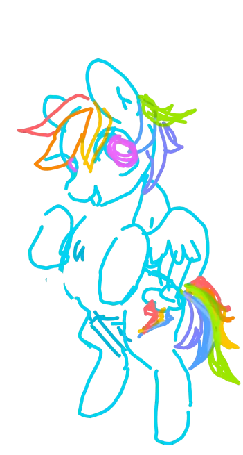 rainbow dash sketch with a colorful outline