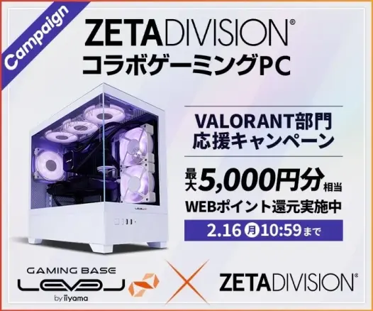 ZETA DIVISIONコラボゲーミングPC応援キャンペーンのメインビジュアル