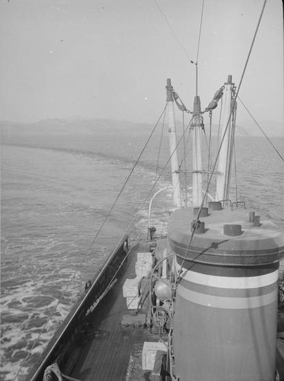 Gyaros Island of Exile - “…penitentiary camp. Medicine chests on the deck of a minesweeper.” ICRC V-P-HIST-E-00949-09 18.-19.10.1950