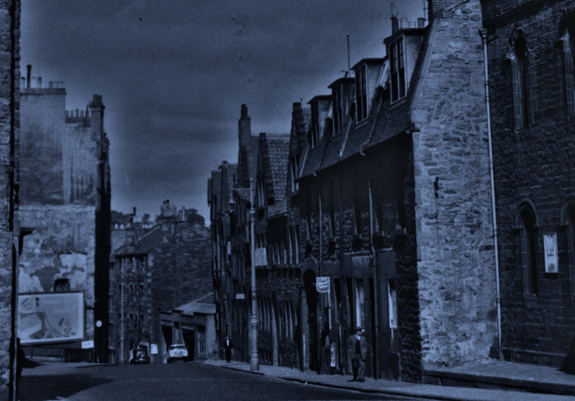 The Pleasance. 1959, but little changed since 1933. The entrance to Bell's Brewery was by the low garage building in the middle distance. It was in this vicinity that the agents of HM Customs & Excise would stake out the brewery in December that year. Edinburgh and Scottish Collection, Edinburgh City Libraries.