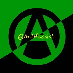 Antifascist Green and black Anarchy symbol (large A in a circle)