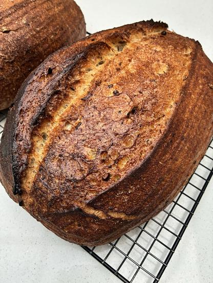 Golden multi-seeded sourdough.