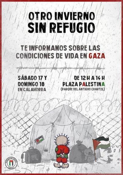 [Cartel anunciando las sesiones informativas sobre el invierno de Gaza en Calahorra.  Detalles en el post.]
