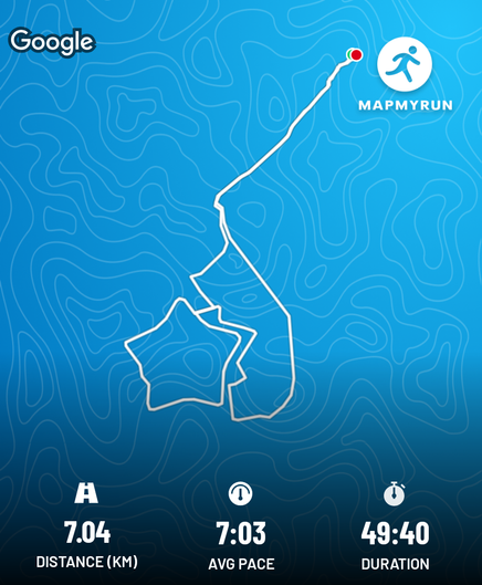 Running route map 

Distance 7.04 km
Avg pace 7:03
Duration 49:40