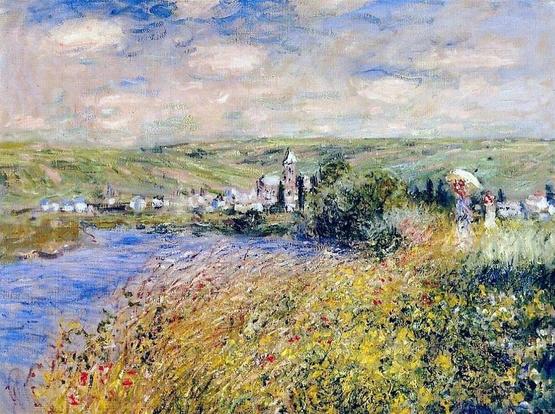 Vétheuil vu de l'île Saint-Martin by Claude Monet,