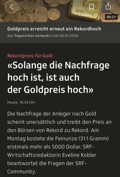 Screenshot SRF:
Zeigt besagten Teaser-Text , zusammen mit einem Bild mit vielen Goldmünzen