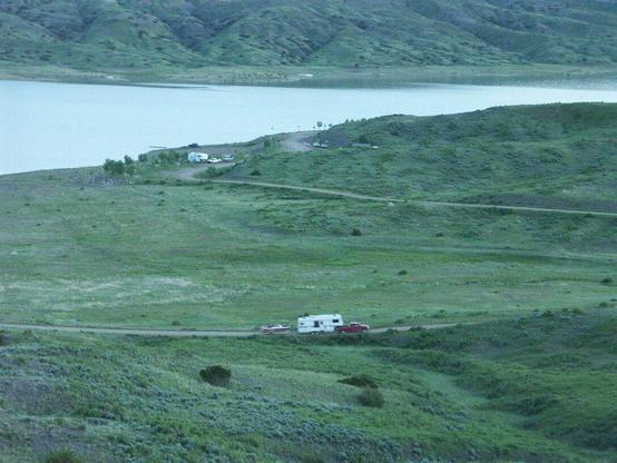Campers at Fourchette Bay on Fort Peck Lake. Photo courtesy of U.S. Army Corp of Engineers.