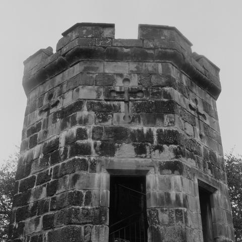 Yashica MAT124G | Ilford HP5 Plus 400 | Shot at 320 + Med Yellow Filter | Developed in XTOL

Looking up at the crenellations on Apothecary Tower