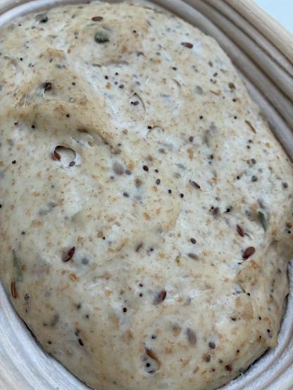 Sourdough in a batard banneton.