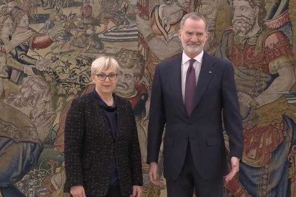 Felipe VI este viernes en un acto con la Presidenta de la República de Eslovenia, Nataša Pirc Musar (YOUTUBE CASA REAL)