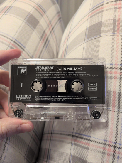 An audio cassette with soundtrack from Star Wars Episode 1 "The Fantom Menace"