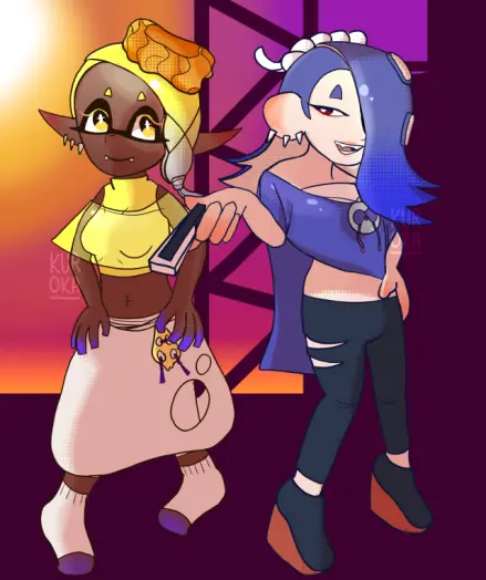 Artwork of Shiver and Frye from Splatoon 3