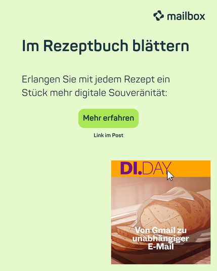 Im Rezeptbuch blättern. Erlangen Sie mit jedem Rezept ein Stück mehr digitale Souveränität: Mehr erfahren - Link im Post.