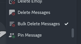 discord audit log filter options, "Bulk Delete Messages" selected
