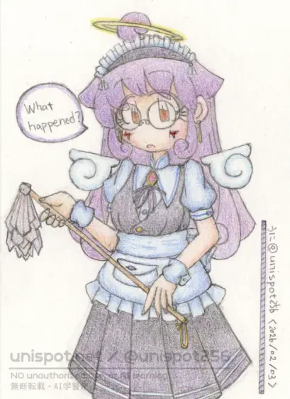 [イラスト/一次創作/アナログ] メイド天使のお姉さん