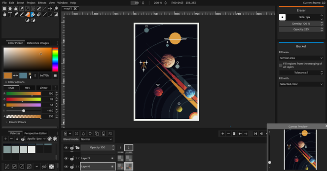 A work in progress Pixelart showcasing the solar system from the game Signalis.