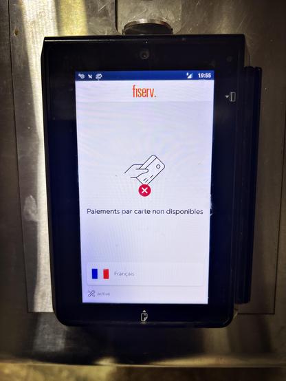 Écran annonçant une panne d’un terminal de paiement