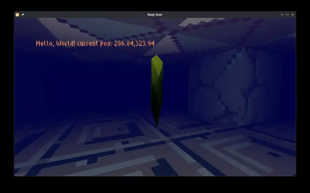 The crystal floating with a yellow grandient texture that came from the 32x32 grandient color palette texture