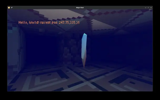 A blue crystal floating with a pinkish bottom