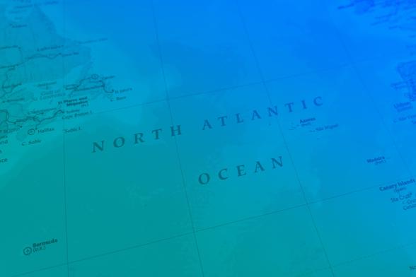 Excerpt of a map showing the north atlantic ocean