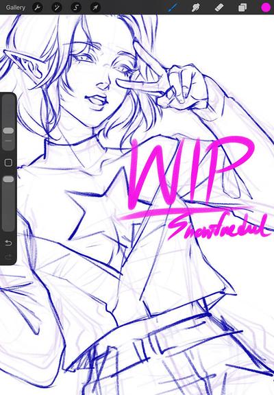 WIP close up commission sketch version of space elf OC girl character, she has short hair wearing modern outfit with star sign, art by snowfredel
owner: RENNmae #vgencomm #artcommissions #art #vgen
#nomyfeed #elf #elfenjoyers #dnd