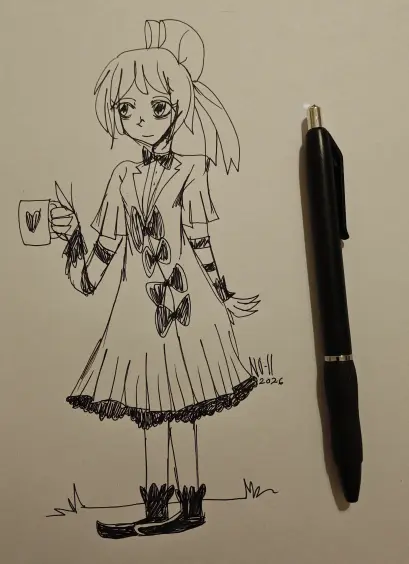 A quick fashion based doodle I made yesterday afternoon, using only a 0.5 S-Gel Sharpie.
I love 0.5 black gel pens the most tbh.