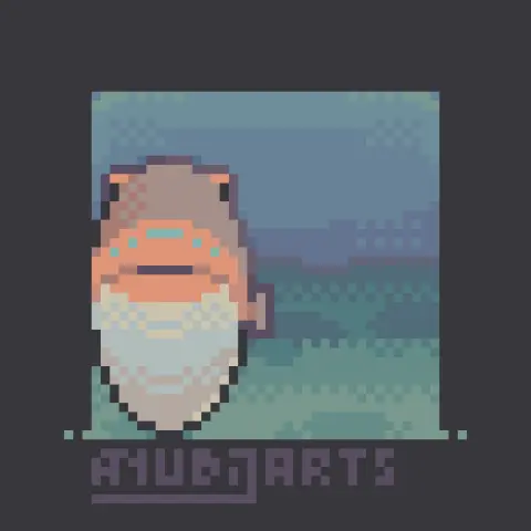 A Pixel Art redraw of a fish in the ocean, staring directly at the camera from the left side, with their eyes being barely visible because, well... they're a fish, and fishes with front views don't get too well together.