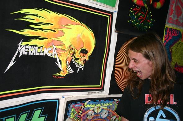 Screaming at the Metallica skull poster.